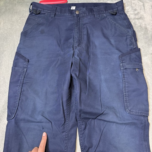 Carhartt Navy Blue Mens Cargo Work Pants Size 34x30 Faded and Distressed Utility - Picture 3 of 14